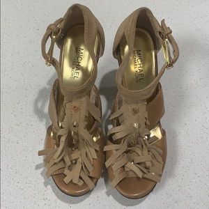 MICHAEL Michael Kors Tan Suede Fringe Stud Shoes